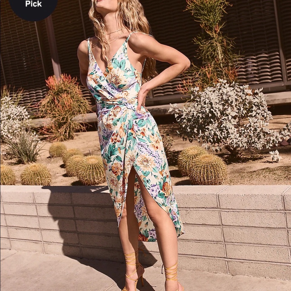 NWT Express floral satin midi dress size S